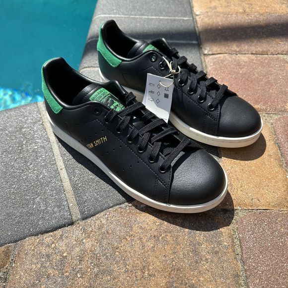 MEN'S Adidas Originals Stan Smith Core Black Green GZ6314 - Picture 9 of 10